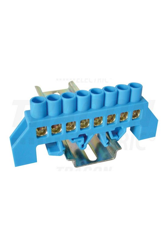 Szigetelt N-sín 8x12mm 8x4-35mm2 kék 100A sárgaréz kezeletlen TRACON - NPE-B8-8