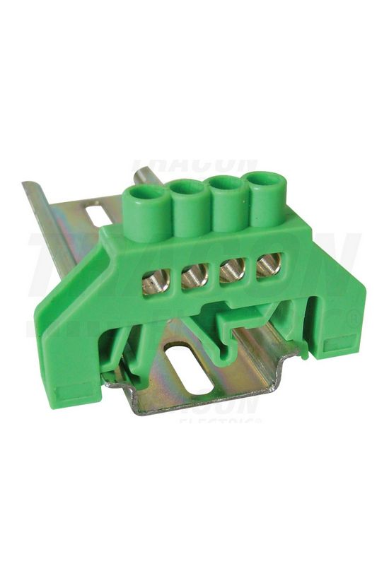 Szigetelt PE-sín 6x9mm 4x2,5-16mm2 zöld 63A sárgaréz kezeletlen TRACON - NPE-G6-4