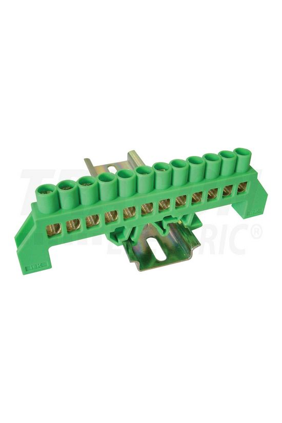 Szigetelt PE-sín 8x12mm 12x4-35mm2 zöld 100A sárgaréz kezeletlen TRACON - NPE-G8-12