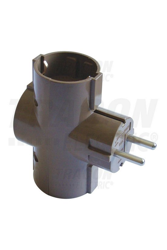 T-elosztódugó DIN(F)->3xDIN(F) barna 16A 250V TRACON - TDUGO-BARN