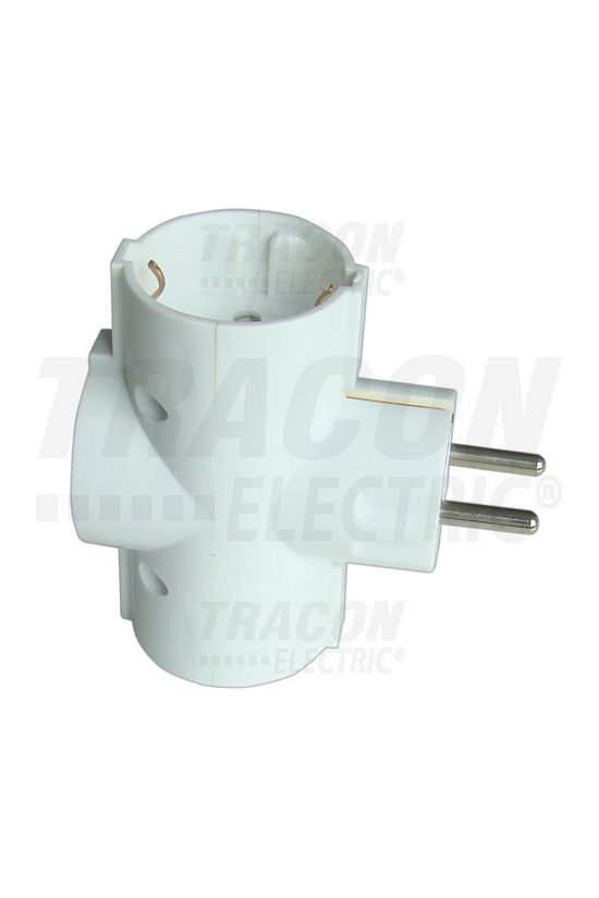 T-elosztódugó DIN(F)->3xDIN(F) fehér 16A 250V TRACON - TDUGO