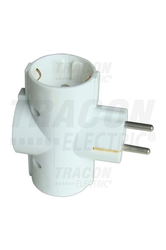 T-elosztódugó DIN(F)90°->3xDIN(F) fehér 16A 250V TRACON - TDUGO9