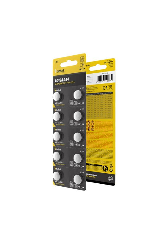 Gombelem 10db 1.5V alkáli-mangán LR44 gombelem 138mAh Platinum AG13 Technik - TAG13-B10