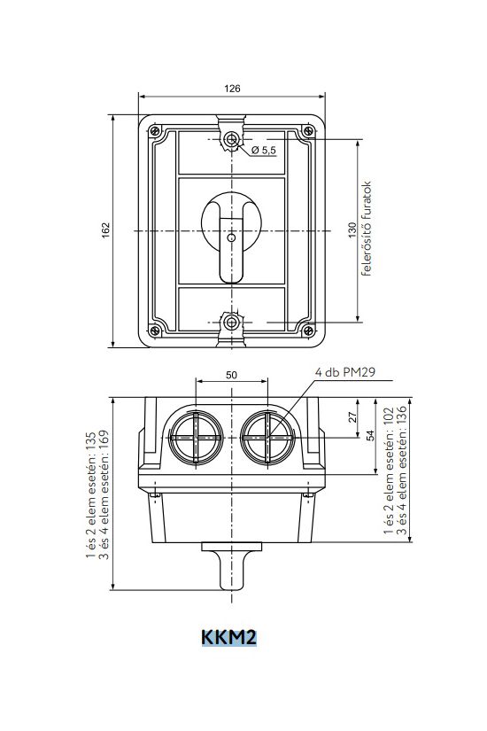 Terhelés be-ki kapcsoló 3P 115A tokozott KKM2-115-6002 Ganz KK - 904-6002-972