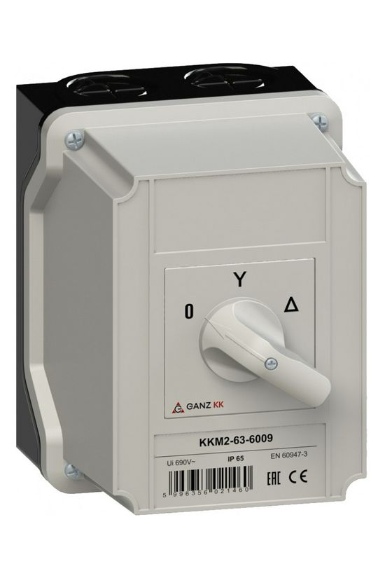 Terhelés csillag-delta kapcsoló 3P 63A tokozott KKM2-63-6009 Ganz KK - 904-6009-742