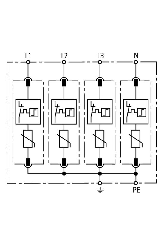 Túlfeszültség-korlátozó DEHNguard C 4P T2 TN-S 230V/AC 40kA 4M DG M TNS 275 DEHN - 952400