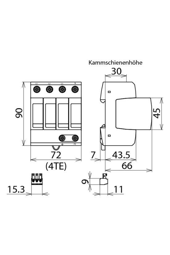 Túlfeszültség-korlátozó DEHNguard C 4P T2 TN-S 230V/AC 40kA 4M DG M TNS 275 FM DEHN - 952405