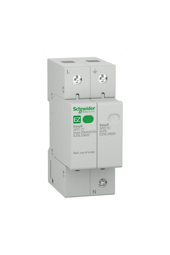 Túlfeszültség-levezető dugaszolható 1P+N T2 TN-S TT 230V/AC 20kA 2M Easy9 Pro Schneider - EZ9L33620