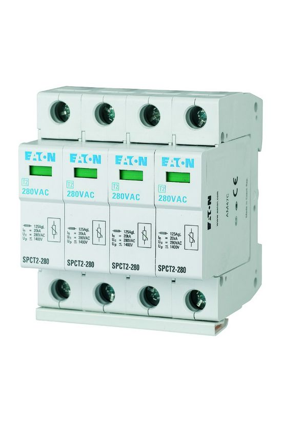 Túlfeszültség-levezető dugaszolható 4P T2 TN-S TN-C-S TN 280V/AC 40kA 4M SPCT2-280/4 EATON - 167596