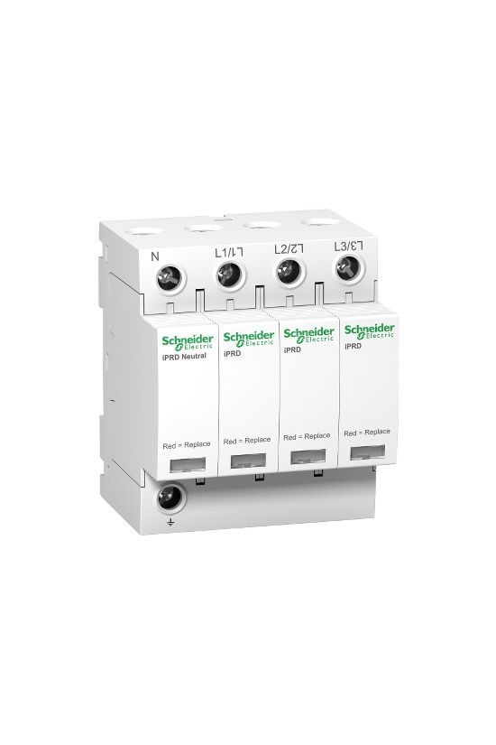 Túlfeszültség-levezető dugaszolható 3P+N T2 TN-S TT 400V/AC 20kA 8M Acti9 iQuick PRD Schneider - A9L20600