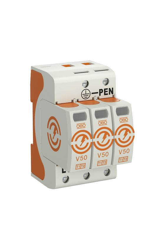 Túlfeszültség-levezető kombi 3P T1+T2 TNC TN-S TN-C-S TN 230V/AC 3M V50-B+C 3-280 OBO-BETTERMANN - 5093511