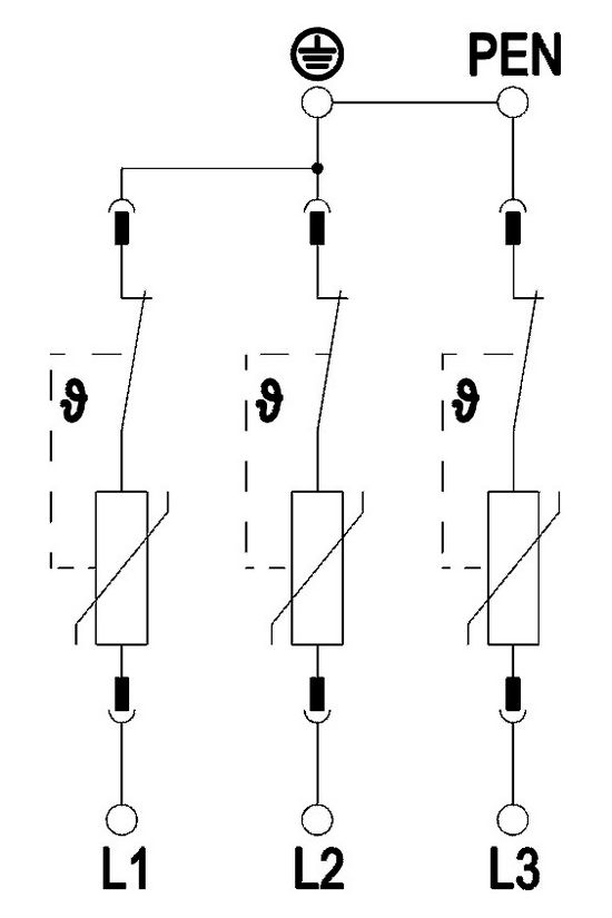 Túlfeszültség-levezető kombi 3P T1+T2 TNC TN-S TN-C-S TN 230V/AC 3M V50-B+C 3-280 OBO-BETTERMANN - 5093511