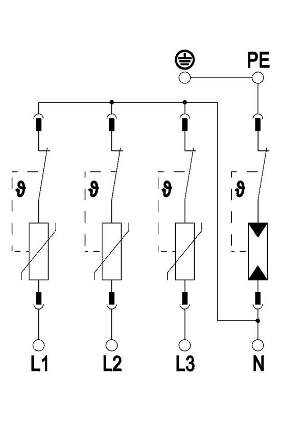 Túlfeszültség-levezető kombi 4P T1+T2 TT TN-S TN-C-S TN 230V/AC 4M V50-B+C 3+NPE OBO-BETTERMANN - 5093526