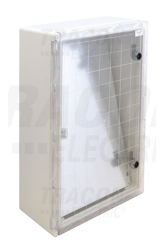 Üres szekrény UV-álló falonkívüli műanyag átlátszó 1-es ajtó 100A 400mmx 600mmx 200mm TME TRACON - TME604020T
