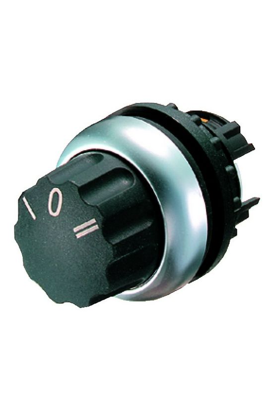 Választókapcsoló fej műanyag d22 I-0-II forgatógomb 3-állású reteszelt fekete kerek M22-WR3 EATON - 216863