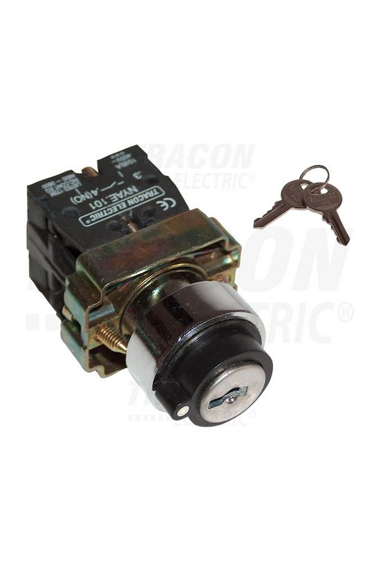 Választókapcsoló komplett fém d22 3A 1-2 2-állású 1z 1ny kulcsos reteszelt 230V csavaros TRACON - NYBG25KK