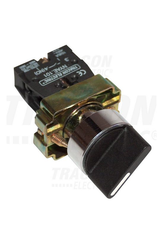 Választókapcsoló komplett fém d22 3A 1-0-2 3-állású 2z rövid forgatókaros fekete reteszelt TRACON - NYBD33KST