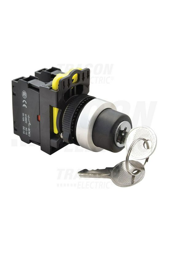 Választókapcsoló komplett műa. d22 5A 1-2 2-állású 1z 1ny kulcsos reteszelt 230V csavaros TRACON - NYK3-K21