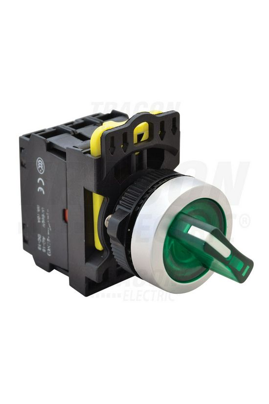 Választókapcsoló komplett műa. d22 5A 1-2 2-állású világító 1z 1ny rövid forgatókaros TRACON - NYK3-SL21G
