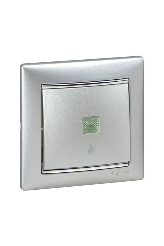 Valena N101 nyomó betét közp. fedéllel 1- billentyűs 1z alumínium lámpa IP31 jelzőfény LEGRAND - 770113