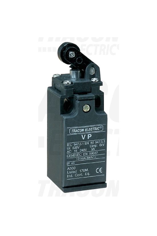 Végálláskapcsoló műanyag 1ny 1z görgős kar 2A/AC15/230V IP65 csúszó érintkező VP TRACON - VP121