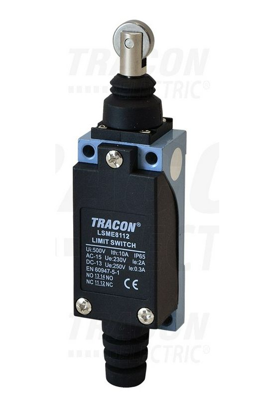 Végálláskapcsoló műanyag 1ny 1z görgős ütköző 2A/AC15/230V IP65 csúszó érintkező LSME TRACON - LSME8112
