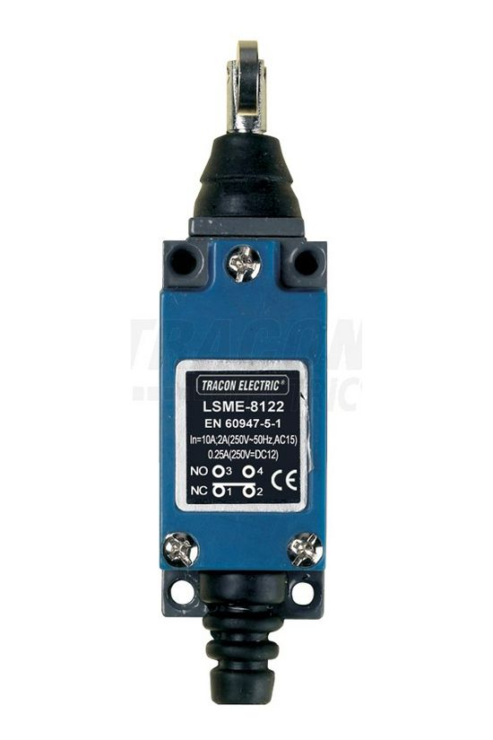 Végálláskapcsoló műanyag 1ny 1z görgős ütköző 2A/AC15/230V IP65 csúszó érintkező LSME TRACON - LSME8122