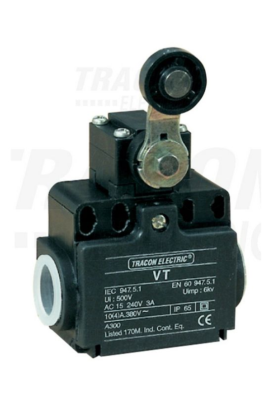 Végálláskapcsoló műanyag 1ny 1z görgős ütköző 2A/AC15/230V IP65 csúszó érintkező VT TRACON - VT118