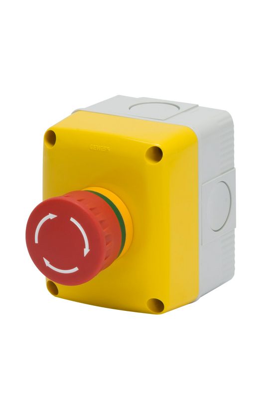 Vész-nyomó komplett tokozott piros gomba visszaugró 1z 1ny csavaros kerek IP66 27Combi GEWISS - GW27202