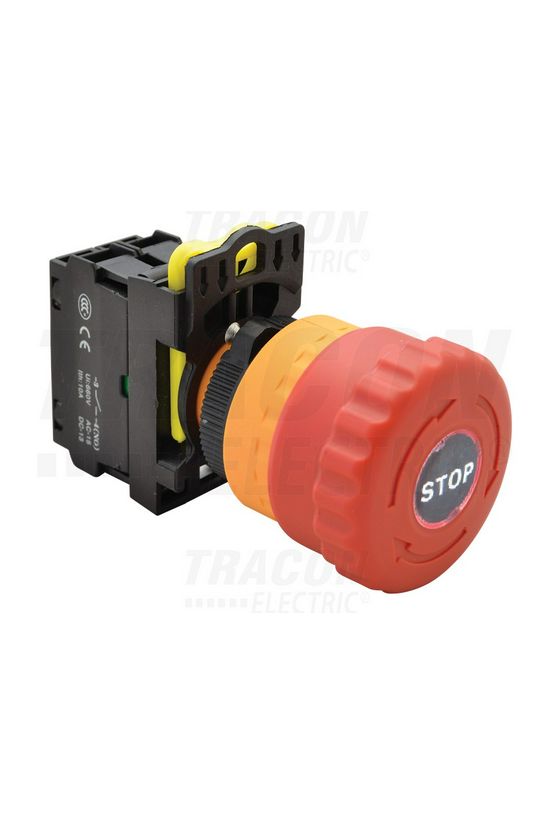 Vészgomba-nyomó komplett d22 1ny süllyesztett fordításos nyugtázás csavaros IP65 TRACON - NYG3-ETLR