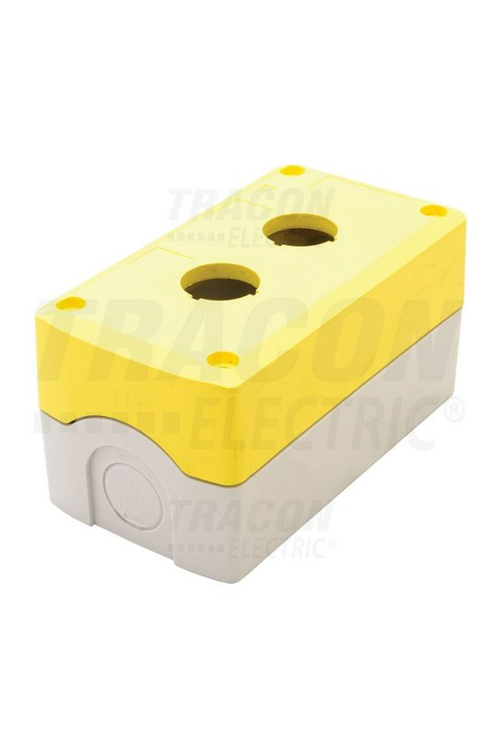 Vezérlőkészülék-tokozat d22 2-poz. rászerelhető műanyag sárga IP65 TRACON - NYGD-2YE