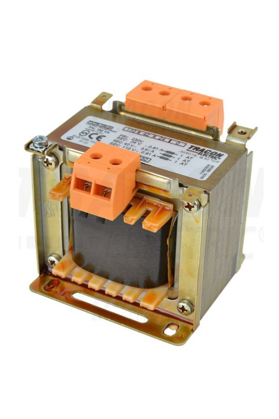 Vezérlőtranszformátor 1F 100VA 230V/prim 24V/szek 42V 110V IP00 T100 TRACON - TVTR-100-D