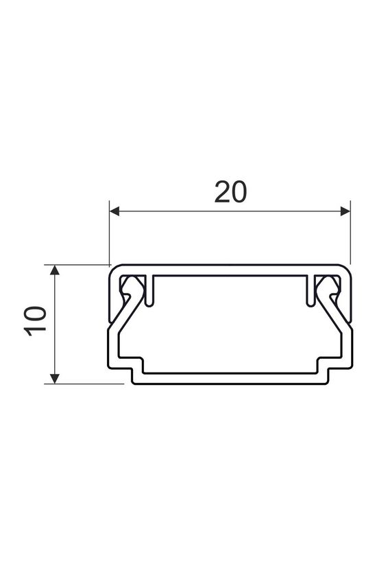 Vezetékcsatorna 20x10-hez UV-stabil fekete műanyag 20mm x 10mm x 2000mm x fekete LHD KOPOS - LHD 20X10_FD