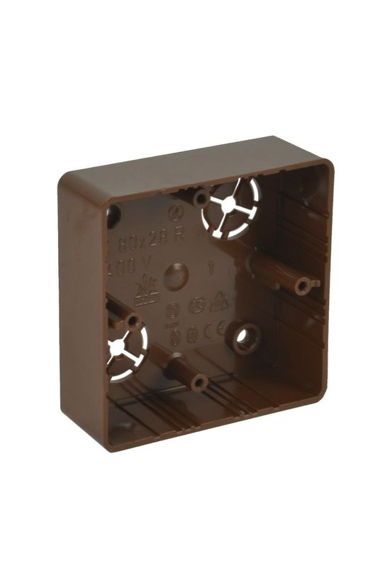 Vezetékcsatorna elosztódoboz sötét tölgy műanyag 81mm x 81mm x 28mm 4mm2-vezetőhöz(max.) LK KOPOS - LK 80X28R/1_I2