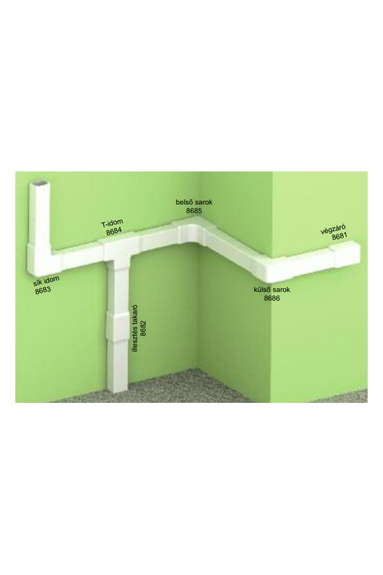 Vezetékcsatorna L-idom-fedél 15X10-hez alap+fedél 10mmx 15mmx 90° műanyag fényesfehér LH KOPOS - 8683_HB