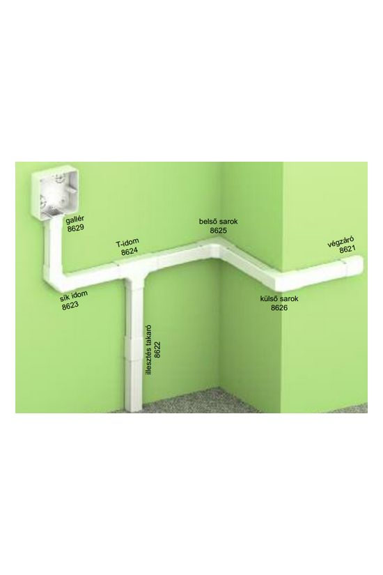 Vezetékcsatorna L-idom-fedél 20x20-hoz alap+fedél 19.2mmx 21.2mmx 90° műanyag LHD KOPOS - 8623_HB