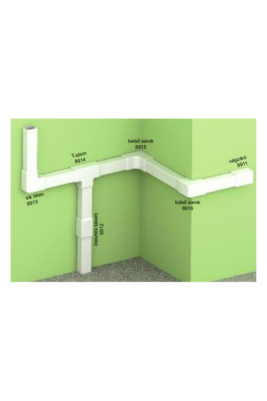 Vezetékcsatorna L-idom-fedél 25x20-hoz alap+fedél 20.2mmx 25.2mmx 90° műanyag LHD KOPOS - 8913_HB