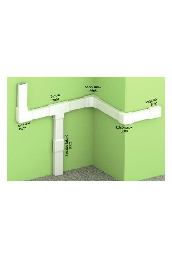 Vezetékcsatorna T-idom fedél 32x15-höz 15mmx 32mmx alap+fedél műanyag fényesfehér LHD KOPOS - 8604_HB