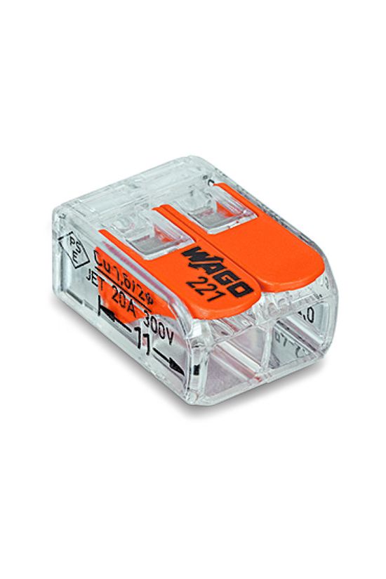 Vezetékösszekötő oldható 32A/450V leágazás 2x 0.2-4mm2 átlátszó polikarbonát (PC) WAGO - 221-412