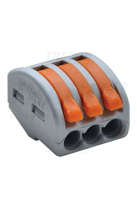 Vezetékösszekötő oldható 3-pólus 0,5-4mm2 32A 400V világosszürke működtetőkarral TRACON - OVO2,5-3