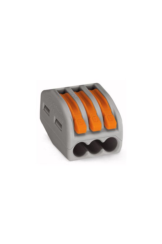 Vezetékösszekötő oldható 32A/400V leágazás 3x 0.8-4mm2 szürke WAGO - 222-413