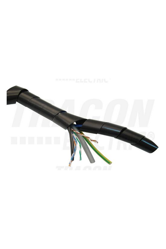 Vezetékspirál lapos 10m fekete 12-50mm TRACON - KSPI-8F