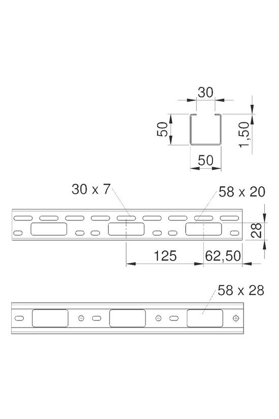 Világítási főtartó 6m 50mm x 50mm x 6000mm szalaghorganyzott LTS 50 FS OBO-BETTERMANN - 6075000