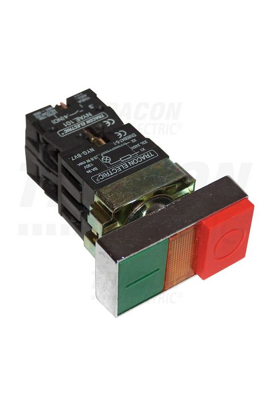 Világító kettős nyomógomb komplett fém d22