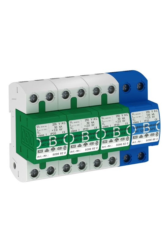 Villámáram-levezető 125kA-imp(10/350) 125kA 230V/AC 2kV 8M MC 50-B 3+1 OBO-BETTERMANN - 5096878