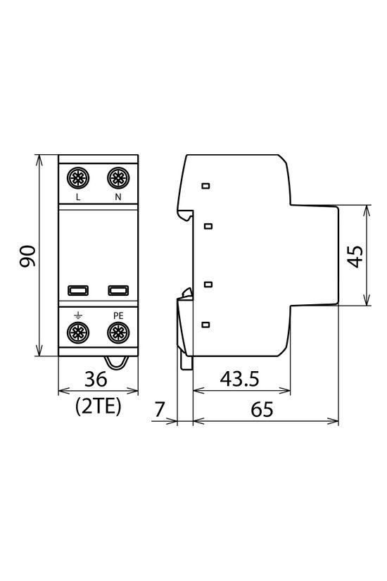 Villámáram-levezető kombi DEHNshield 2P T1+T2 TN 230V/AC 2M DSH TN 255 DEHN - 941200