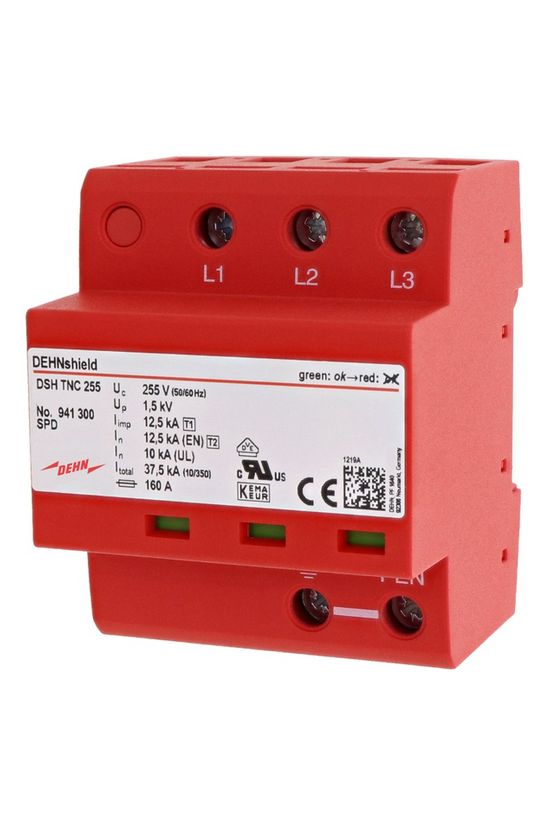Villámáram-levezető kombi DEHNshield 3P T1+T2 TNC 230V/AC 4M DSH TNC 255 DEHN - 941300