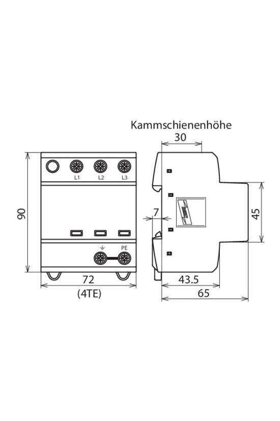 Villámáram-levezető kombi DEHNshield 3P T1+T2 TNC 230V/AC 4M DSH TNC 255 DEHN - 941300