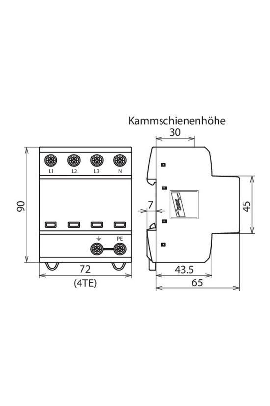 Villámáram-levezető kombi DEHNshield 4P T1+T2 TN-S 230V/AC 4M DSH TNS 255 DEHN - 941400