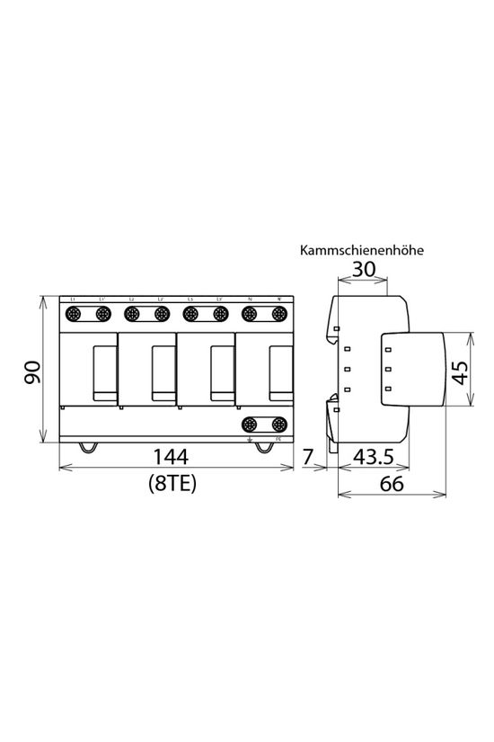 Villámáram-levezető kombi DEHNventil 4P T1+T2 TN-S 230V/AC 8M 100kA-imp(10/350) DV M TNS 255 DEHN - 951400